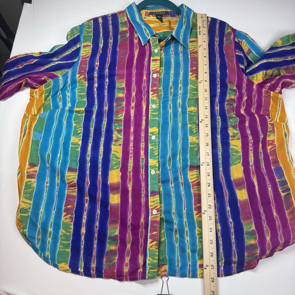 Lauren Ralph Lauren Tunic Top 3X Button Lightweight Gauze 100% Cotton Print 3XL - Picture 5 of 9